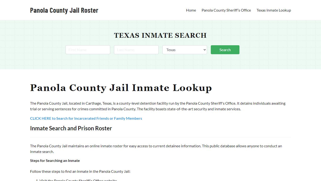 Panola County Jail Roster Lookup, TX, Inmate Search