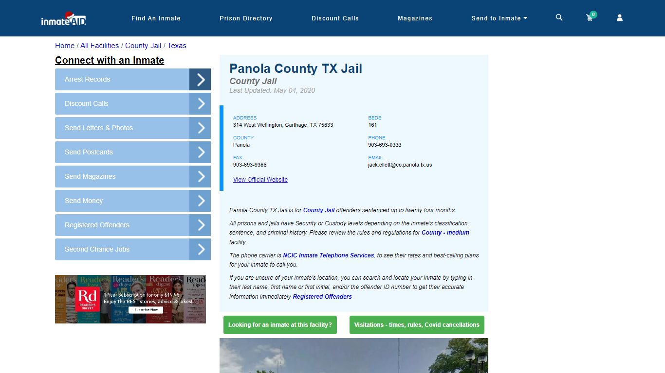 Panola County TX Jail - Inmate Locator - Carthage, TX